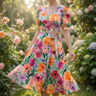 Wiskoza RADIANCE Flowers Lirie digital print