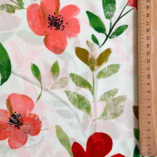 Wiskoza RADIANCE Flowers Conie red digital print