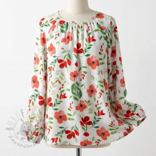 Wiskoza RADIANCE Flowers Conie red digital print