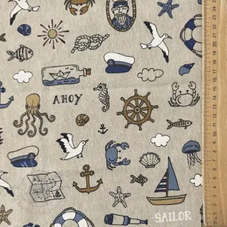 Tkanina dekoracyjna Linenlook premium Nautical Doodle