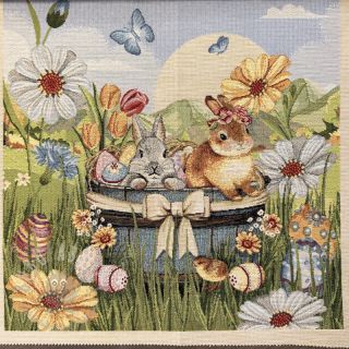 Tkanina dekoracyjna GOBELIN PREMIUM Floral Easter Bunny PANEL