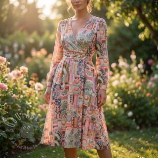 Wiskoza ECOVERO Abstract multi digital print