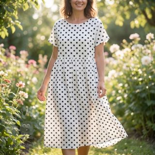 Wiskoza RADIANCE Polka dot white