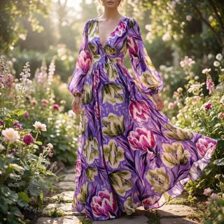 Wiskoza ECOVERO Flowers design A digital print