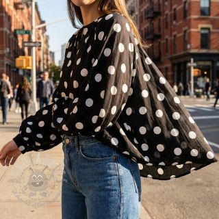 Wiskoza RADIANCE Polka BIG dot black