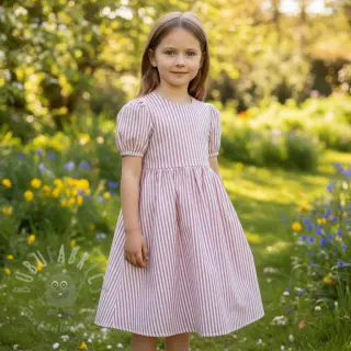 Muślin double gauze YARN DYED Summer stripe rose