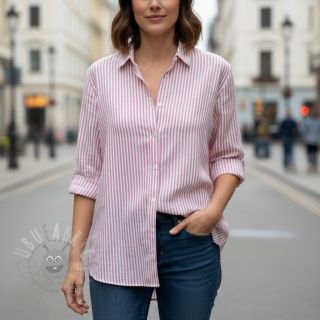 Muślin double gauze YARN DYED Summer stripe rose