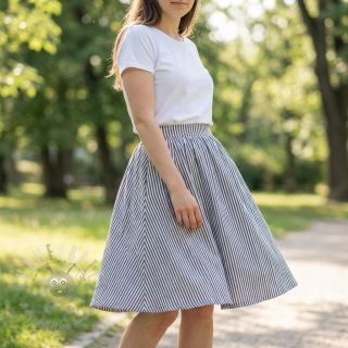 Muślin double gauze YARN DYED Summer stripe navy