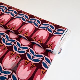 Wiskoza ECOVERO Flowers Celia burgundy