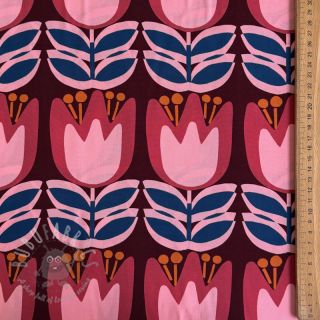 Wiskoza ECOVERO Flowers Celia burgundy