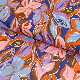 Bawełniana tkanina VISCOSE Flowers dark petrol