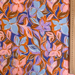 Bawełniana tkanina VISCOSE Flowers dark petrol