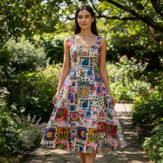 Bawełniana tkanina SATIN Summer patchwork digital print