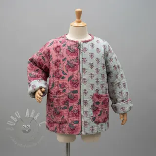 Muślin double gauze STEPPED Flowers mauve