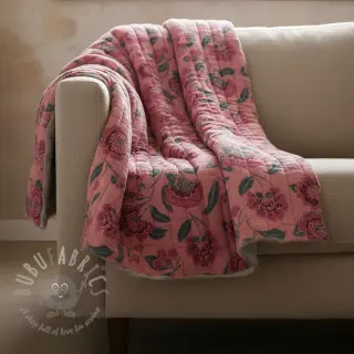 Muślin double gauze STEPPED Flowers mauve