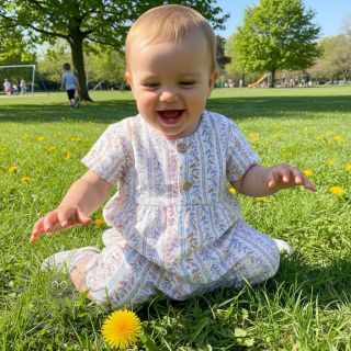 Muślin double gauze Leaves in stripes digital print ORGANIC