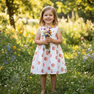 Muślin double gauze Strawberries digital print