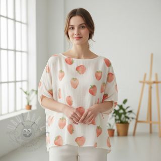 Muślin double gauze Strawberries digital print