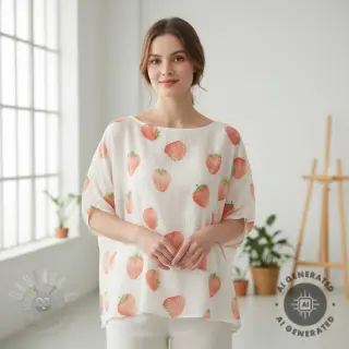 Muślin double gauze Strawberries digital print