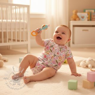 Muślin double gauze Flowers pink dream digital print