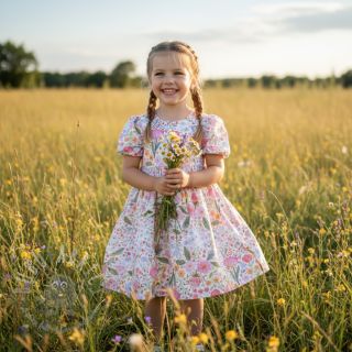 Muślin double gauze Flowers pink dream digital print