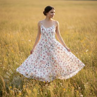 Muślin double gauze Flowers Jana digital print