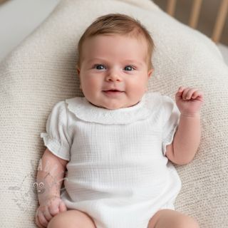 Muślin double gauze BORDER Helene white