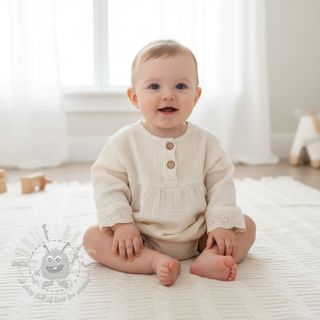 Muślin double gauze BORDER Helene natural