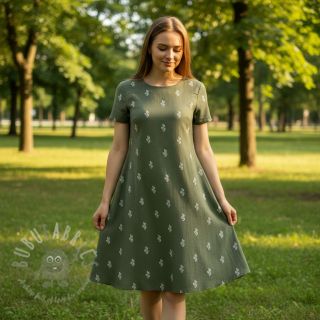 Muślin double gauze EMBROIDERY Cactus green