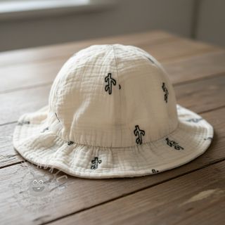 Muślin double gauze EMBROIDERY Cactus natural