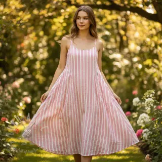 Muślin double gauze YARN DYED Stripe in stripe pink