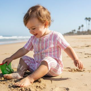 Muślin double gauze YARN DYED Stripe in stripe pink