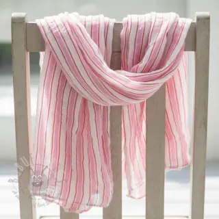 Muślin double gauze YARN DYED Stripe in stripe pink