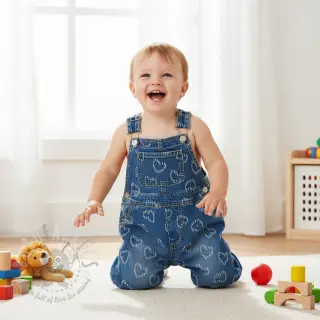 JEANS DENIM JACQUARD Hearts