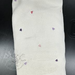 Tkanina płaszczowa TEDDY EMBROIDERY Hearts ecru 2nd class