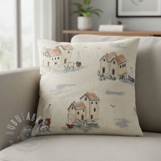 Tkanina dekoracyjna Linenlook Seaside House View digital print