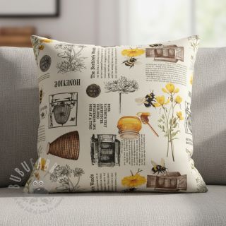 Tkanina dekoracyjna Linenlook Bee Honey Recipe digital print