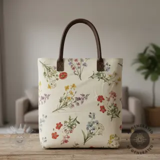 Tkanina dekoracyjna Linenlook Delicate Floral Field digital print