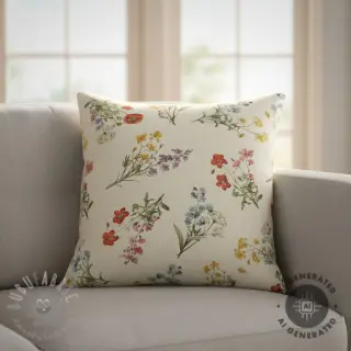 Tkanina dekoracyjna Linenlook Delicate Floral Field digital print