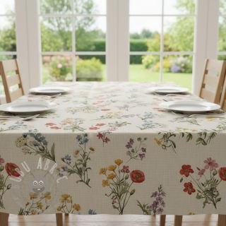 Tkanina dekoracyjna Linenlook Delicate Floral Field digital print