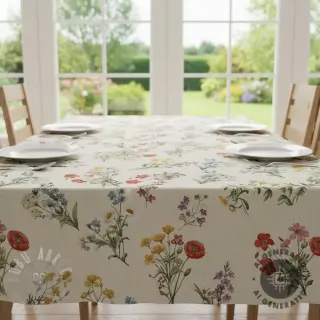 Tkanina dekoracyjna Linenlook Delicate Floral Field digital print