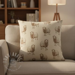 Tkanina dekoracyjna Linenlook Pen Drawing Sheep digital print