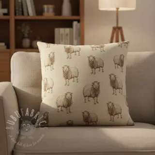Tkanina dekoracyjna Linenlook Pen Drawing Sheep digital print