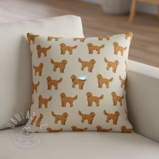 Tkanina dekoracyjna Linenlook Labradoodle Dog Love digital print