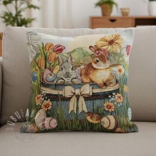 Tkanina dekoracyjna GOBELIN PREMIUM Floral Easter Bunny PANEL