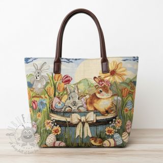 Tkanina dekoracyjna GOBELIN PREMIUM Floral Easter Bunny PANEL