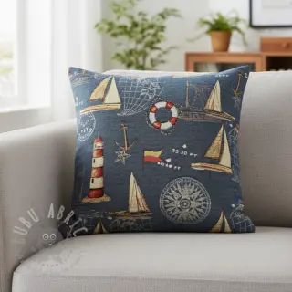 Tkanina dekoracyjna GOBELIN premium Coast Lighthouse Sea