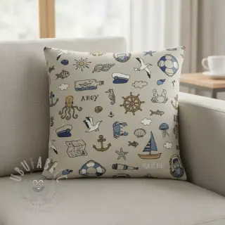 Tkanina dekoracyjna Linenlook premium Nautical Doodle