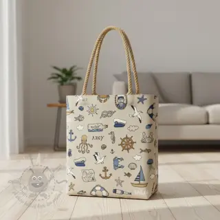 Tkanina dekoracyjna Linenlook premium Nautical Doodle