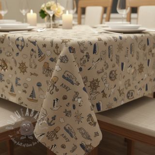 Tkanina dekoracyjna Linenlook premium Nautical Doodle